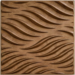 D-184 GOLD COPPER RUST 3D Self Adhesive Wall Panels - Gold Copper Rust Flowing Wave Design | 50 x 50 cm
