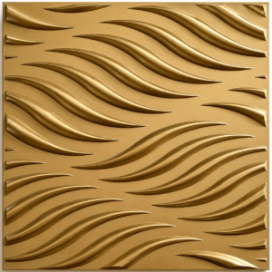 3D Self Adhesive Wall Panels - Golden Flowing Wave Design | 50 x 50 cm