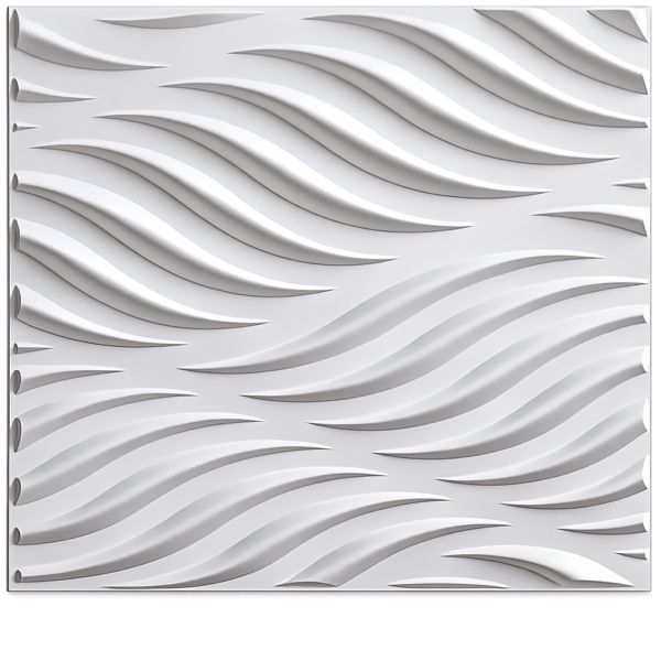 3D Self Adhesive Wall Panels - White Flowing Wave Design | 50 x 50 cm