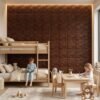 3D Self Adhesive Wall Panels - Wooden Flowing Wave Design | 50 x 50 cm