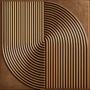 D-186 GOLD COPPER RUST 3D Self Adhesive Wall Panels - Gold Copper Rust Arc Symphony Design | 50 x 50 cm