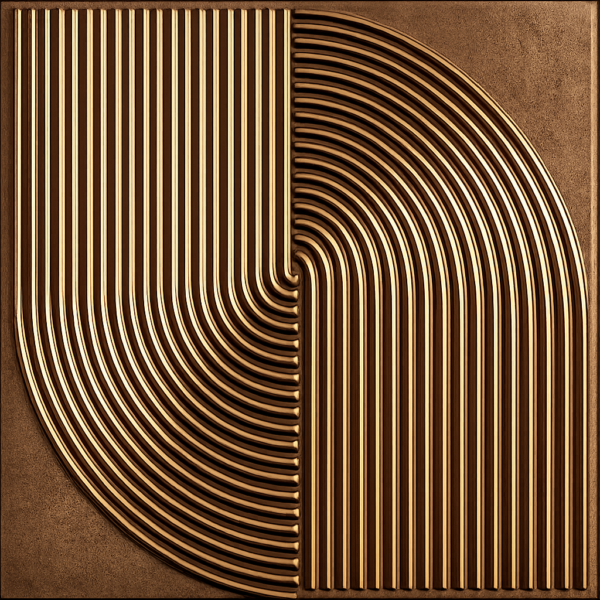 D-186 GOLD COPPER RUST 3D Self Adhesive Wall Panels - Gold Copper Rust Arc Symphony Design | 50 x 50 cm