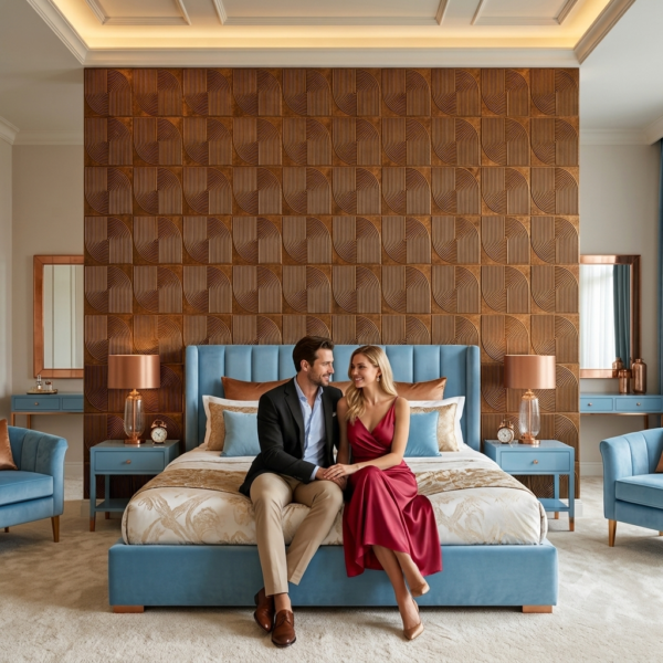 D-186 Gold copper rust 3D Self Adhesive Wall Panels - Gold Copper Rust Arc Symphony Design | 50 x 50 cm