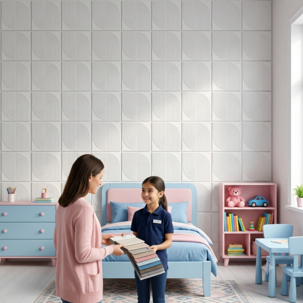 3D Self Adhesive Wall Panels - White Arc Symphony Design | 50 x 50 cm