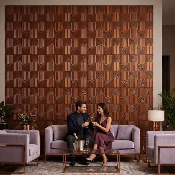 3D Self Adhesive Wall Panels - Wooden Arc Symphony Design | 50 x 50 cm