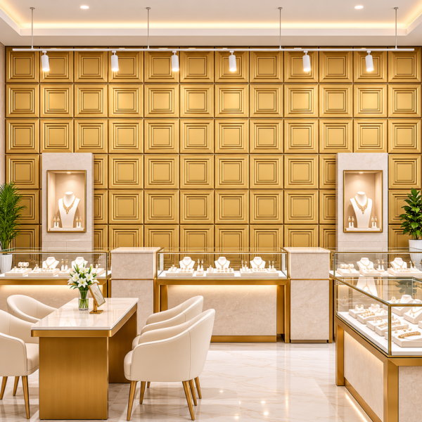 D-197 C.GOLD 3D Self Adhesive Wall Panels - Golden Royal Frame Design | 50 x 50 cm