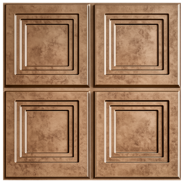 D-197 GOLD COPPER RUST 3D Self Adhesive Wall Panels - Gold Copper Rust Royal Frame Design | 50 x 50 cm