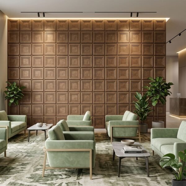 D-197 Gold copper rust 3D Self Adhesive Wall Panels - Gold Copper Rust Royal Frame Design | 50 x 50 cm