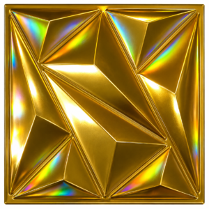 GLOSSY GOLD 3D WALL PANEL-FRONT VIEW 3D PVC Wall Panels for Home Décor – Glossy Gold Geometric Design | 50 × 50 cm