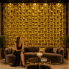 GLOSSY GOLD 3D WALL PANEL WAVE WALL VIEW Glossy Gold 3D Wall panel for Home Decoration