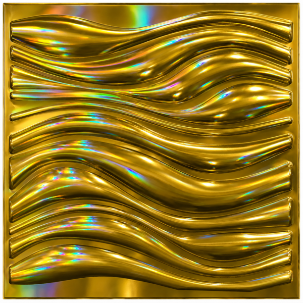 GLOSSY GOLDEN 3D WALL PANEL WAVE FRONT VIEW 3D PVC Wall Panels for Home Decoration Glossy Golden Wave Design