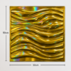 GLOSSY GOLDEN 3D WALL PANEL WAVE MEAQSUREMEN 3D PVC Wall Panels for Home Décor – Glossy Golden Wave Design | 50 × 50 cm
