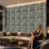 GLOSSY SILVER 3D WALL PANEL WAVE WALL VIEW 3D PVC Wall Panels for Home Décor – Glossy Silver Rainbow Wave Design | 50 × 50 cm