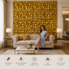 3D PVC Wall Panels for Home Decoration Golden Crystal Geometric Design