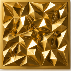 HM2504-1 3D PVC Wall Panels for Home Décor – Golden Crystal Geometric Design | 50 × 50 cm