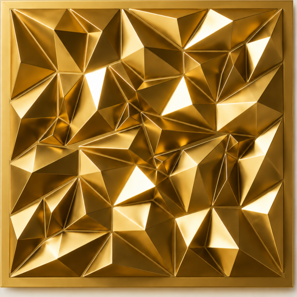 3D PVC Wall Panels for Home Décor – Golden Crystal Geometric Design | 50 × 50 cm