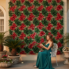 PQ01 1400 QA Grass Tiles by Vertical Garden - Crimson Floral Harmony | 50 x 50 cm