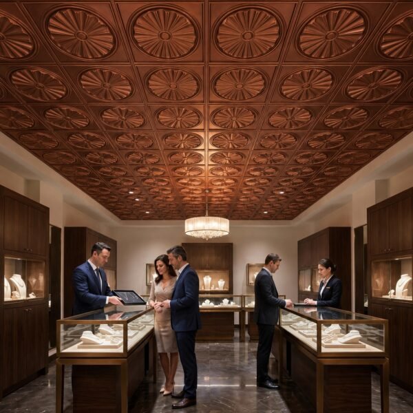 Ceiling Panels by Exclusive Corner - Red Copper Radial Design | 60 x 60 cm ( 2 x 2 ft)