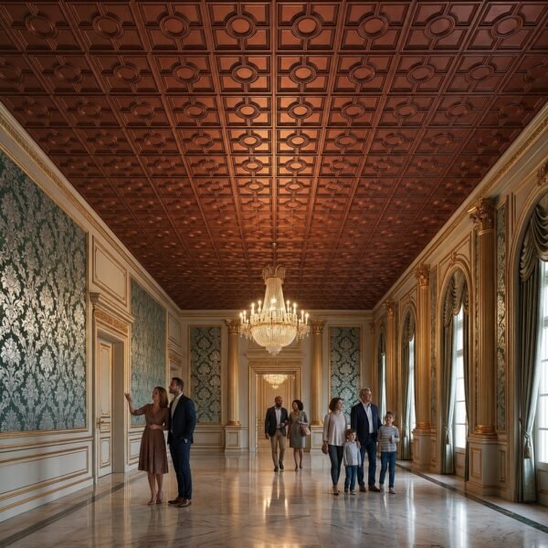 Ceiling Panels by Exclusive Corner - Red Copper Geometric Design | 60 x 60 cm ( 2 x 2 ft)
