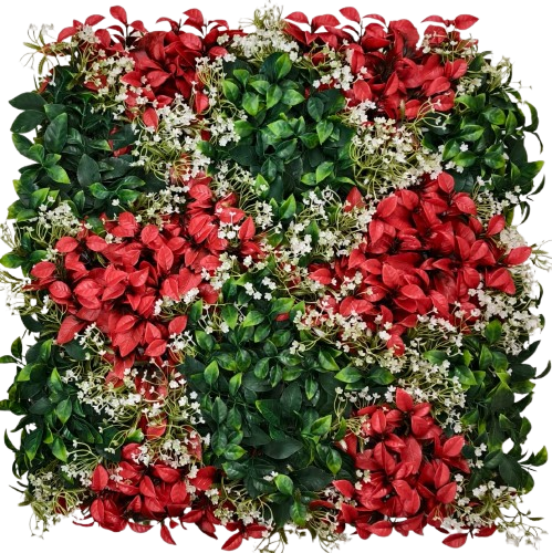 crimson floral Grass Tiles by Vertical Garden - Crimson Floral Harmony | 50 x 50 cm