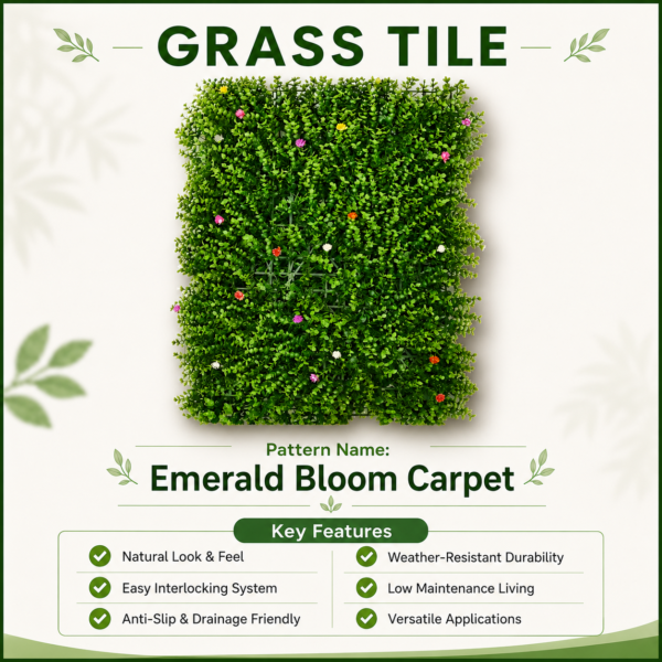 emerald bloom Grass Tiles by Vertical Garden - Emerald Bloom | 40 x 60 cm
