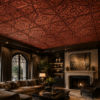 floral RC Ceiling Panels by Exclusive Corner - Red Copper Floral Design | 60 x 60 cm ( 2 x 2 ft)