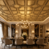 Ceiling Panels by Exclusive Corner - Champagne Gold Geometric Design | 60 x 60 cm ( 2 x 2 ft)