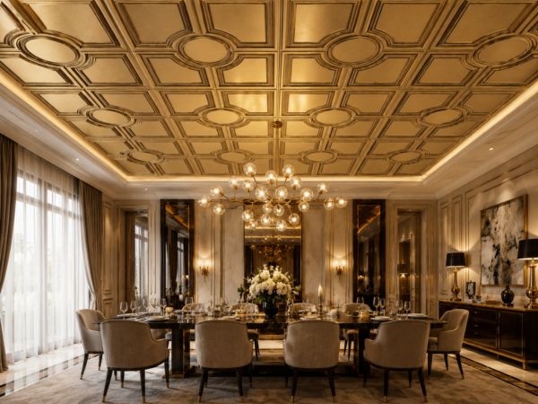 Ceiling Panels by Exclusive Corner - Champagne Gold Geometric Design | 60 x 60 cm ( 2 x 2 ft)