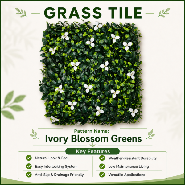 ivory blossom Grass Tiles by Vertical Garden - Ivory Blossom | 50 x 50 cm