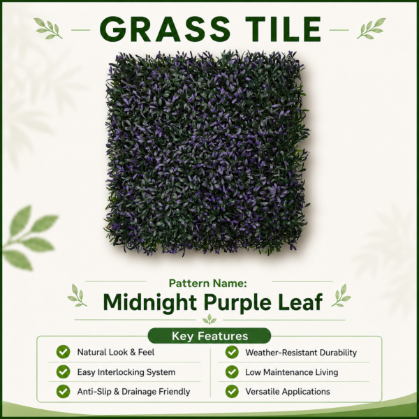 midnight purple Grass Tiles by Vertical Garden - Midnight Purple | 50 x 50 cm