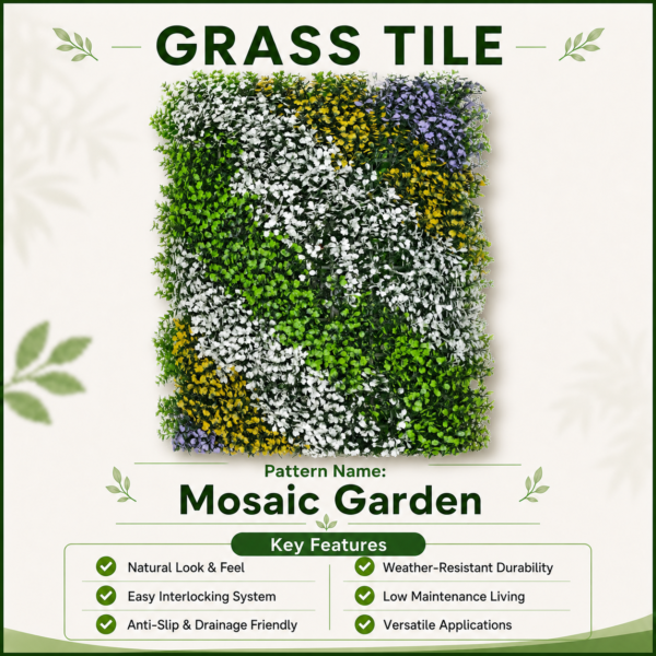 mosaic Grass Tiles by Vertical Garden - Mosaic Garden | 40 x 60 cm