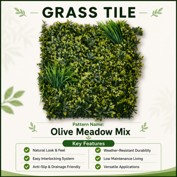 olive meadow mic Grass Tiles by Vertical Garden - Olive Meadow | 50 x 50 cm
