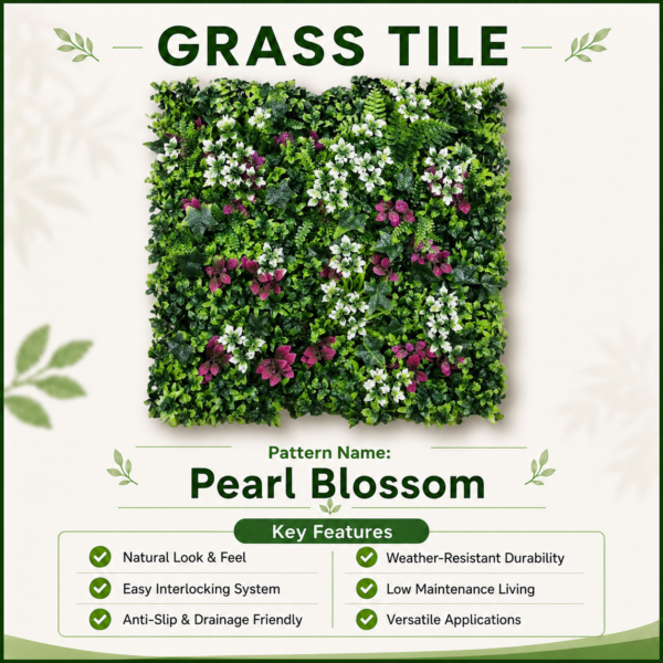 pearl blossom Grass Tiles by Vertical Garden - Pearl Blossom | 50 x 50 cm