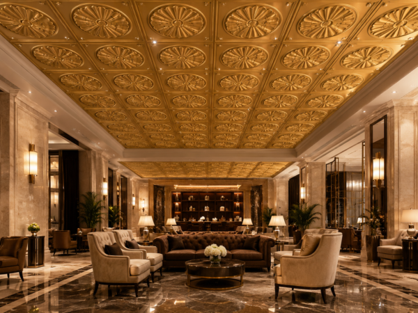 Ceiling Panels by Exclusive Corner - Champagne Gold Radial Design | 60 x 60 cm ( 2 x 2 ft)