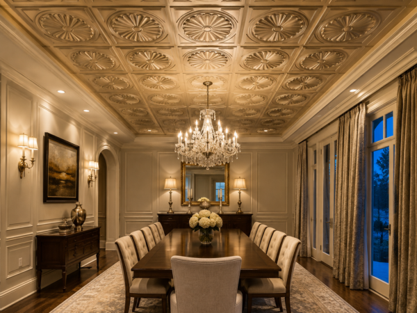 Ceiling Panels by Exclusive Corner - Metallic Coffee Radial Design | 60 x 60 cm ( 2 x 2 ft)