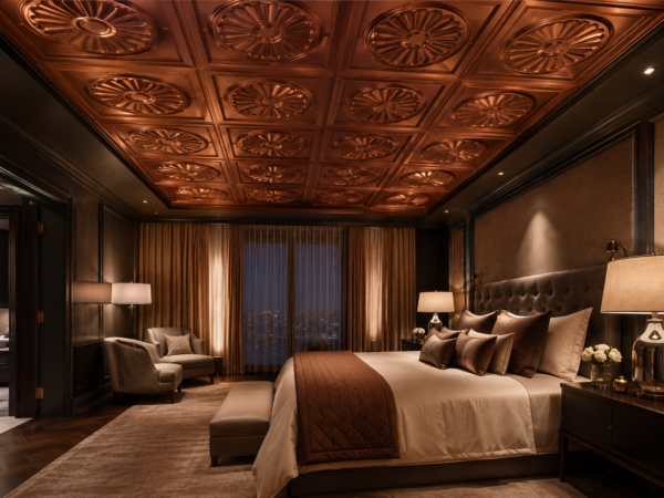 Ceiling Panels by Exclusive Corner - Red Copper Radial Design | 60 x 60 cm ( 2 x 2 ft)