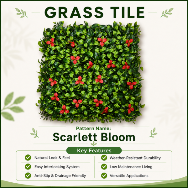 Grass Tiles by Vertical Garden - Scarlett Bloom | 50 x 50 cm