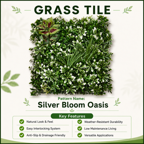 Grass Tiles by Vertical Garden - Silver Oasis | 50 x 50 cm