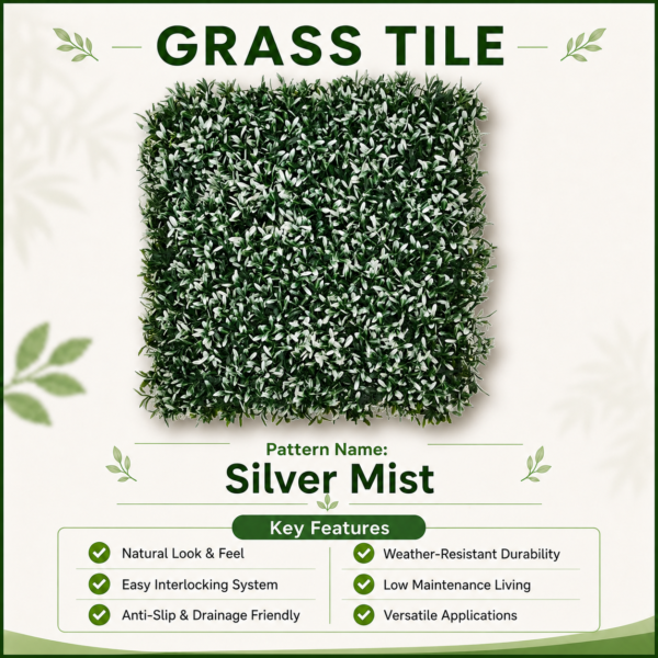 Grass Tiles by Vertical Garden - Silver Mist | 50 x 50 cm