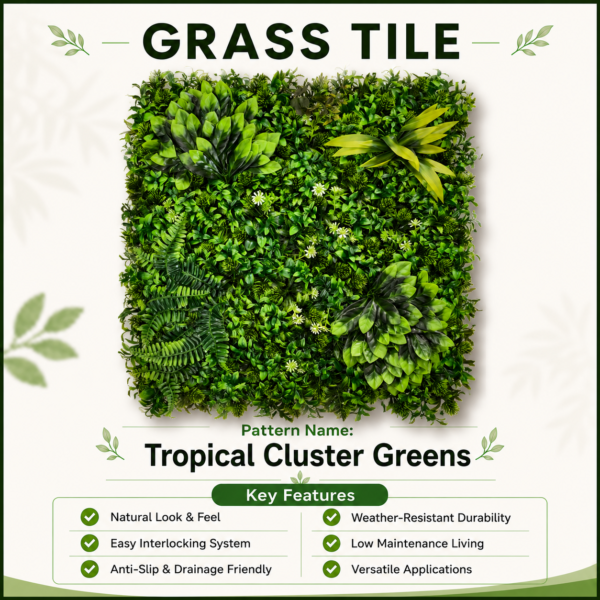 Grass Tiles by Vertical Garden - Tropic Green | 50 x 50 cm