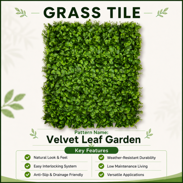 Grass Tiles by Vertical Garden - Velvet Leaf | 40 x 60 cm